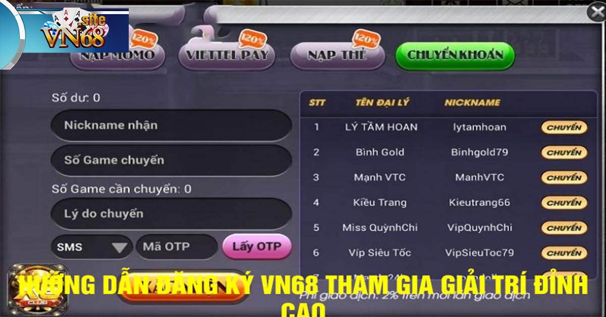 Phướng thức thanh toán Vn68